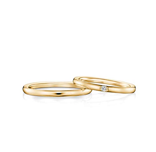 Epinki Anillo Or 18k Simple Redondo Diamante 0.03ct Anillos de Compromiso Bodas Talla Mujer 12 & Hombre 16