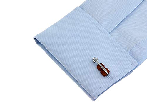 Epinki Gemelos para Hombre Marrón Violín Gemelos Elegante Gemelos Boda Partido Regalos