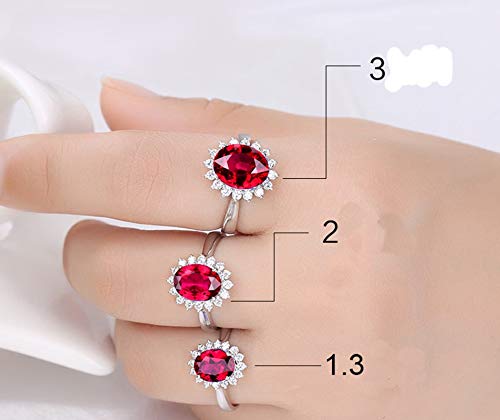 Epinki Oro Rosa 18K Anillo de Mujer Anillos Amor Compromiso Boda Matrimonio 1.3ct Turmalina Sol Flor Redondo Forma Rojo Talla 16
