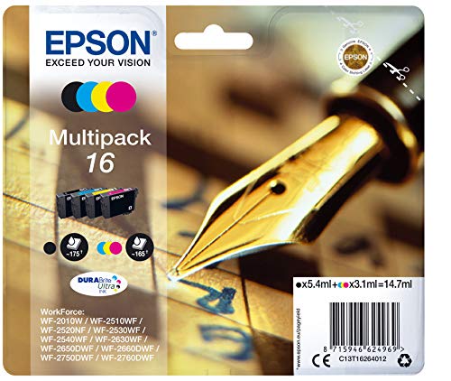 Epson C13T16264010 - Cartucho de tinta, color (4 unidades), Ya disponible en Amazon Dash Replenishment