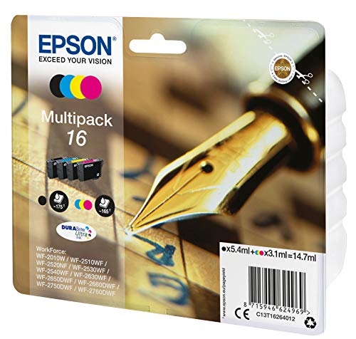 Epson C13T16264010 - Cartucho de tinta, color (4 unidades), Ya disponible en Amazon Dash Replenishment