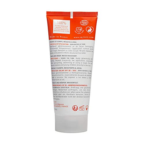 EQ | Protector Solar Mineral SPF50 - Protección UVA UVB muy alta - Resistante al Agua - Ingredientes Orgánicos y Naturales - Respectuoso con el Medio Ambiante - 50ml