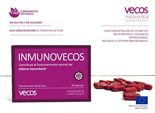 Equinácea con propóleo para reforzar el sistema inmunológico – Vitamina C, betaglucanos y zinc para proteger nuestro sistema respiratorio contra los cambios estacionales – 30 cápsulas