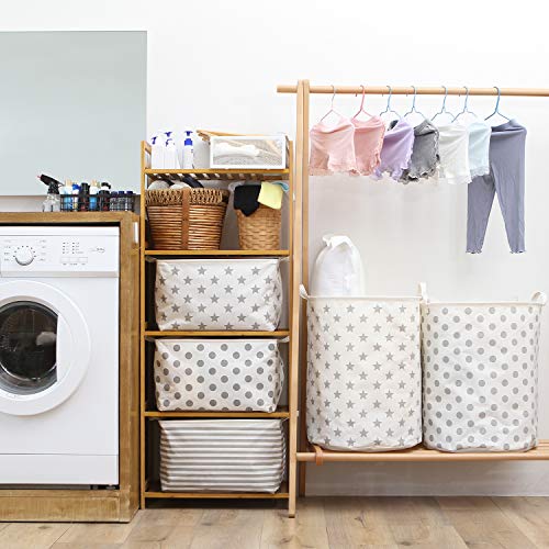 Equipo de mar de 19.7 pulgadas Recubrimiento impermeable de gran tamaño Tejido de algodón Ramie Plegable Cesto para la ropa Canasta de almacenamiento de lona de arpillera cilíndrica con elegante