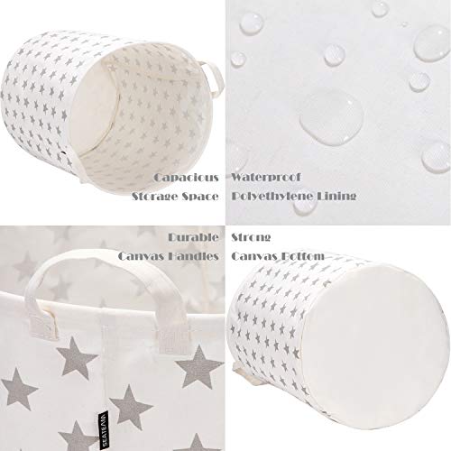 Equipo de mar de 19.7 pulgadas Recubrimiento impermeable de gran tamaño Tejido de algodón Ramie Plegable Cesto para la ropa Canasta de almacenamiento de lona de arpillera cilíndrica con elegante