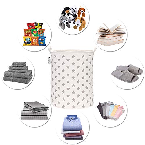 Equipo de mar de 19.7 pulgadas Recubrimiento impermeable de gran tamaño Tejido de algodón Ramie Plegable Cesto para la ropa Canasta de almacenamiento de lona de arpillera cilíndrica con elegante