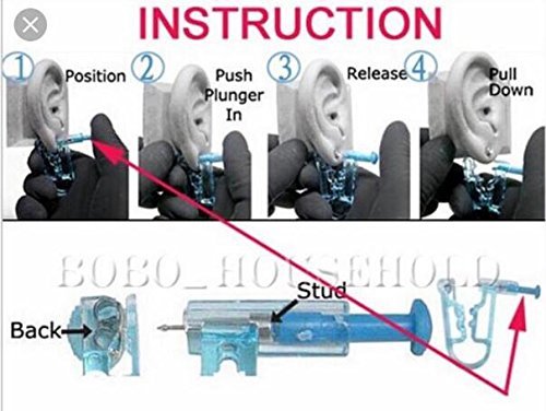 Ericotry - Pistola de seguridad desechable para piercing de oreja (6 unidades), color azul