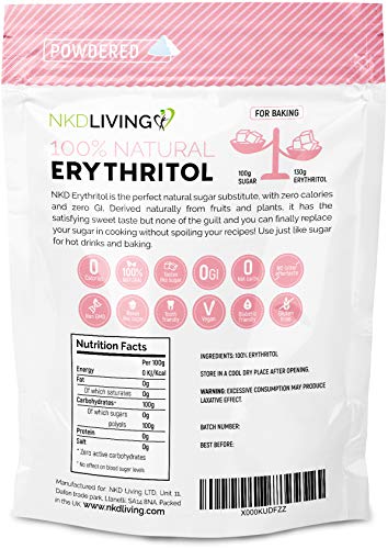 Eritritol en polvo 1 kg azúcar glaseado con cero calorías de NKD Living