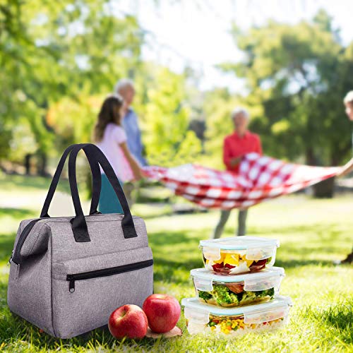 esafio Bolsas Térmicas Porta Alimentos, 12L Gran Capacidad de Bolsas para Llevar Comida Trabajo Oficina Picnic Camping Fiesta Excursión Playa Viaje Color Gris
