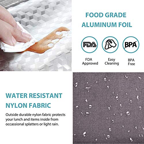 esafio Bolsas Térmicas Porta Alimentos, 12L Gran Capacidad de Bolsas para Llevar Comida Trabajo Oficina Picnic Camping Fiesta Excursión Playa Viaje Color Gris