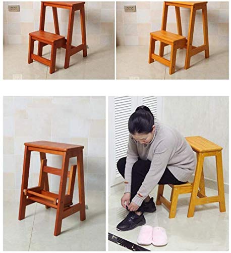 Escalera plegable moderna de heces, de madera maciza muebles multifunción taburete de paso for los zapatos de banco, multi-función de escalera Silla taburete de paso (Color: D), Color: B ( Color : C )
