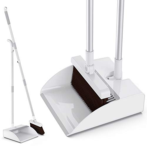 Escoba y recogedor,Aiglam Juego de Escoba y Recogedor,escoba y recogedor vertical de pie con mango largo para Casa, cocina, pasillo, oficina Limpieza