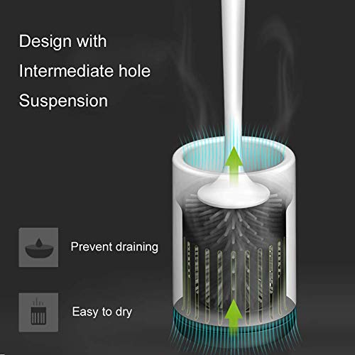 Escobilla de baño con soporte, juego de cepillo para limpieza de baño, de silicona, suave, color blanco, silicona, Paquete de 2 unidades., 2 unidades