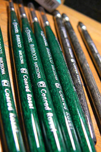 ESCODA Set 3 Pinceles Acuarela - N.4,8 Redondo Punta N.10 Mop Pelo Sintético Set Conrad Roset Serie Barroco Ultimo Profesional Brochas Fabricado a Mano en España.