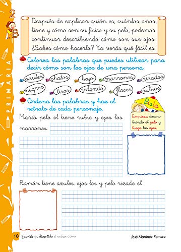 Escribir es divertido si sabes como. Cuaderno 2B / Editorial GEU / 2º Primaria / Mejora la composición escrita / Recomendado como repaso (Niños de 7 a 8 años)