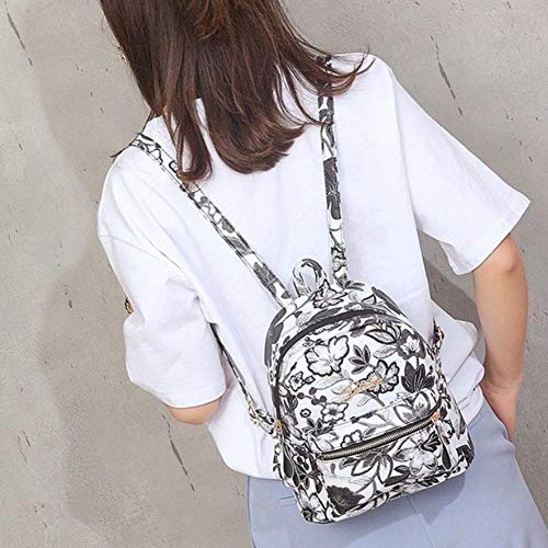 Escuela de Viajes Mujeres Bordado de Flores Multifuncional Mochila con Cremallera Tote Bolsa de Hombro Marcas Famosas Mochila pequeña Negro