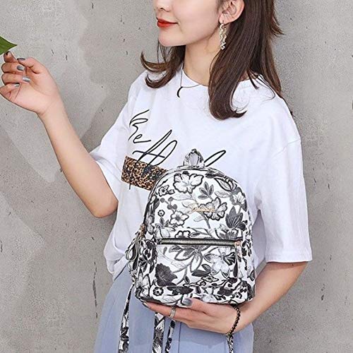 Escuela de Viajes Mujeres Bordado de Flores Multifuncional Mochila con Cremallera Tote Bolsa de Hombro Marcas Famosas Mochila pequeña Negro