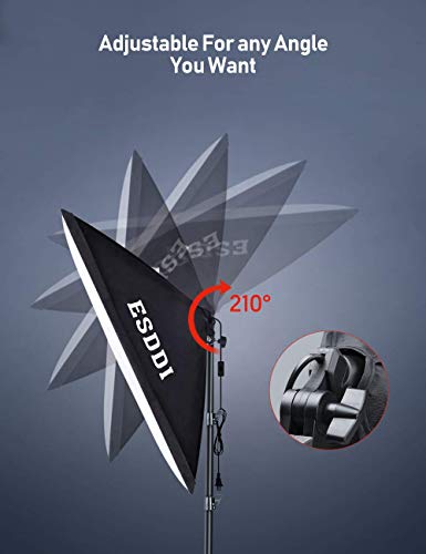 ESDDI Softbox Kit Iluminacion Fotografia con 2 Softbox 50x70cm, 2 Bombilla de Luz 800W, 2 Tripodes, 1 Bolsa de Transporte, Luz Continua para Estudio Fotográfico Profesional