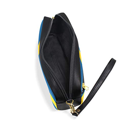 Eslifey Bandera de Suecia, bolsa portátil de piel sintética para la escuela, estuche de lápices para niños, bolsa de cosméticos impermeable para maquillaje, estuche de belleza