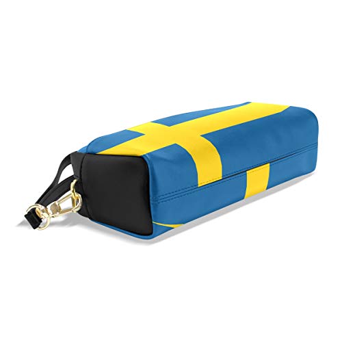 Eslifey Bandera de Suecia, bolsa portátil de piel sintética para la escuela, estuche de lápices para niños, bolsa de cosméticos impermeable para maquillaje, estuche de belleza