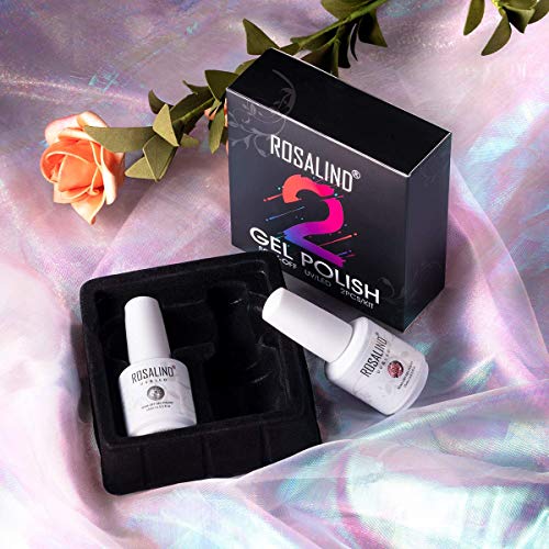 Esmalte Semipermanentes de Uñas en Gel UV LED 2 Color Brillo Dorado y Negro,2pcs Kit de Esmaltes de Uñas 15ml Alta Capacidad