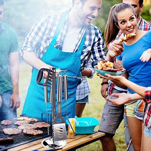 esonmus Utensilios Barbacoa, Juego de Utensilios para Barbacoa de Acero Inoxidable Kit 8 Piezas, Incluido Estera Barbacoa y Carne de Garras 1 par, Premium Completo Barbacoa de Exterior Kit
