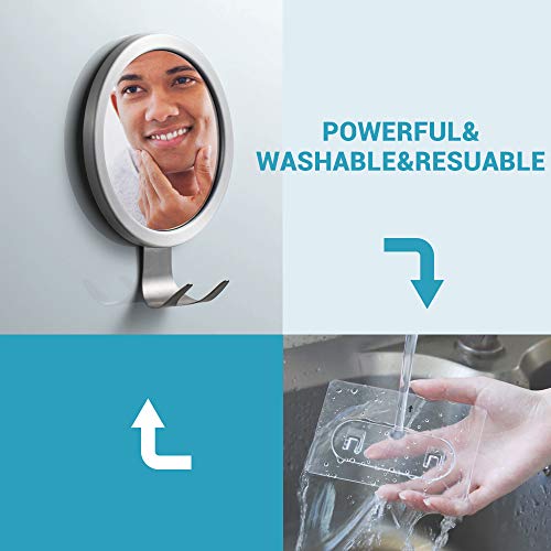 Espejo Antivaho Redondo GlobaLink Espejo Ideal para Afeitar Maquillaje Cosméticos Ducha Cuarto de Baño Pared con Gancho Fijación Adhesiva Agente Anti-Niebla Color Plateado Acero Inoxidable Regalo