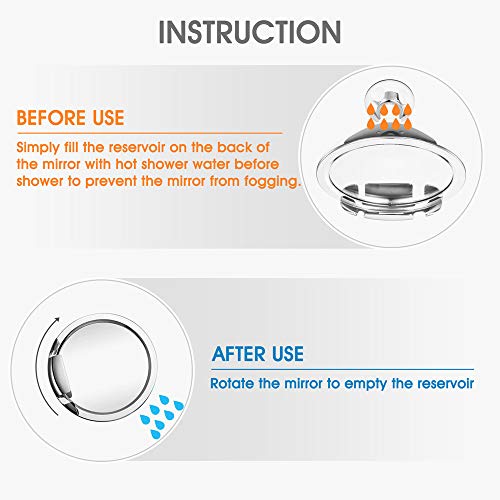Espejo de Ducha Claro, 360 Grados, Libre de Vapor e Ideal para Afeitarse, 1X