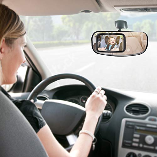 Espejo Retrovisor Bebé para Vigilar al Bebé en Coche, OMorc 360° Ajustable Irrompible Interior para Silla Trasera de Bebé/Asientos de Niños Orientados Hacia Atrás 100% Inastillable Espejo Coche Bebe