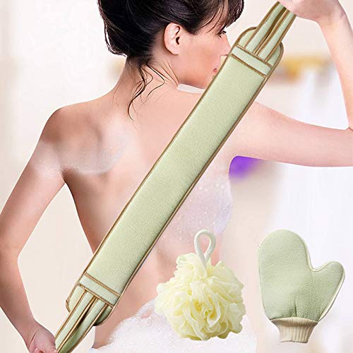 Esponja exfoliante para la espalda, 3 PCs Exfoliante Depurador Trasero Esponja de Baño Corporal con Luffa Esponja eliminar la piel muerta Limpieza Profunda Corporal Espalda Esponja para Baño y Ducha