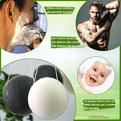 Esponja Konjac Cara Cuerpo 2 Pcs 100% Natural Para Pieles Suaves Y Sensibles Para Recién Nacidos, Limpiadores, Exfoliante Mujer Hombre Para El Cuidado Y La Limpieza De La Cara, Esponja De Ducha