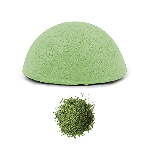 Esponja Konjac Exfoliante Suave Facial Natural, Orgánico, Bio, Ecológico, Vegano, Cuidado de la Piel, con Antioxidantes, AntiAging, AntiRadicales Libres, AntiEnvejecimiento - Té Verde