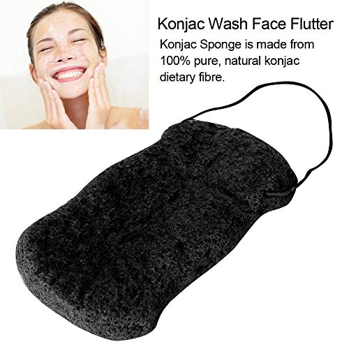 Esponja Konjac - Tipo de onda larga, Konjac corporal de gran tamaño, Aleteo facial de lavado, Esponjas faciales naturales para el cuidado corporal, seco, 6 colores (Color : Bamboo Charcoal)