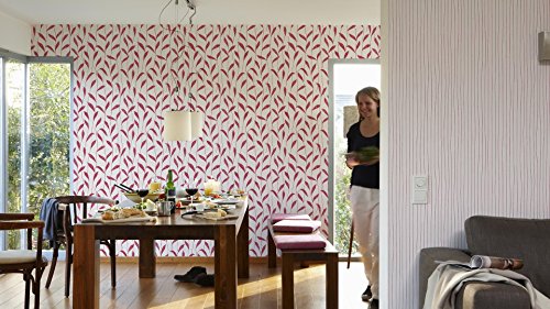 Esprit Home papel pintado de tejido-no-tejido Urban Spring rojo blanco 10,05 m x 0,53 m 302792