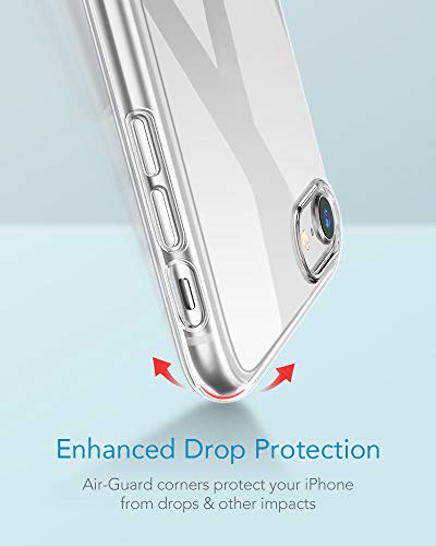ESR Funda para iPhone SE 2020/8/7 + 2 Protector de Pantalla [Tapa Trasera 1,1mm Grosor] [2 Protectores de Pantalla Incluidos] [Esquinas con Cámaras de Aire] Funda Transparente para iPhone SE /8/7