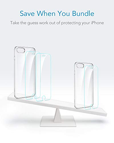 ESR Funda para iPhone SE 2020/8/7 + 2 Protector de Pantalla [Tapa Trasera 1,1mm Grosor] [2 Protectores de Pantalla Incluidos] [Esquinas con Cámaras de Aire] Funda Transparente para iPhone SE /8/7