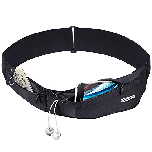 ESR Riñonera Deportiva Ajustable con Cierre Cremallera, Running Belt para iPhone SE 2020/X/XR/XS Plus/8/8Plus/7 con Puerto Auriculares y Cinturón Dinero, para Deportes, Bicicleta, Viajar, Gimnasio-L