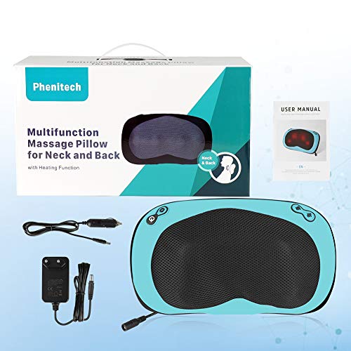 ESSEASON Masajeador Cervical y Espalda - Cojín Masajeador con 4 Botones, Almohada Cervical con Función de Calor para Relajar el Cuello Hombro Lumbares y Piernas - Casa Oficina y Coche Uso