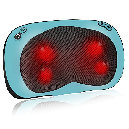 ESSEASON Masajeador Cervical y Espalda - Cojín Masajeador con 4 Botones, Almohada Cervical con Función de Calor para Relajar el Cuello Hombro Lumbares y Piernas - Casa Oficina y Coche Uso