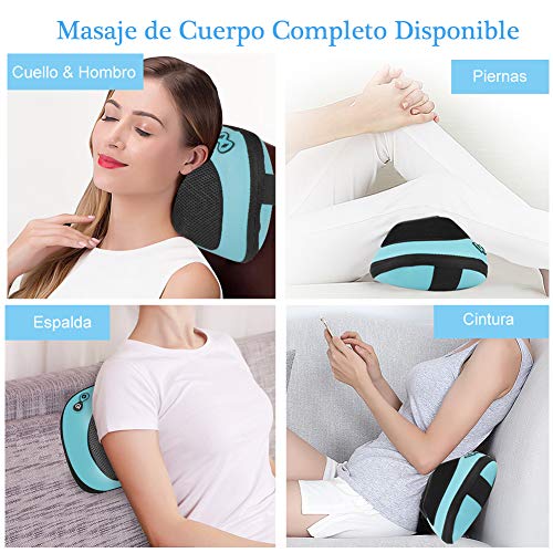 ESSEASON Masajeador Cervical y Espalda - Cojín Masajeador con 4 Botones, Almohada Cervical con Función de Calor para Relajar el Cuello Hombro Lumbares y Piernas - Casa Oficina y Coche Uso