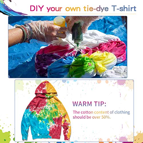 Essort Tie-Dye Kit Tinte para Ropa 5 Colores Juego de Teñido Anudado para Niño, Tela Pinturas, Actividades del Campus, Enviar Guantes y Gomas