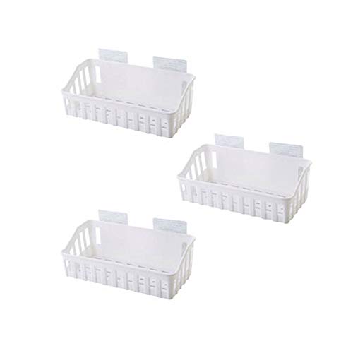 Estantes de la Pared, Estantería Hueca Llanura De Plástico De Almacenamiento De Pared Baño Estante De Artículos De Higiene Personal De Rack Perforadas Sin Aseo (Color : White, Size : Three)