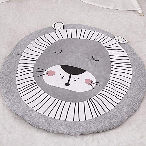 Estera de arrastre para bebé, Queta Alfombrilla de bebé para jugar Crawling dormir cambiar suave cálido grueso acolchado 90 cm Large Round (León)