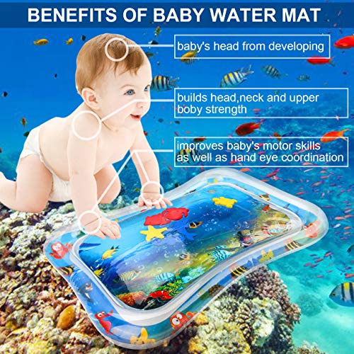 Estera inflable del agua del bebé,Alfombra de Juego con Agua Inflable Bebés Tapete de PVC a Prueba de Fugas Tiempo de Tummy Juguete Centro de Actividades La Estimulación del Crecimiento de Su Bebé