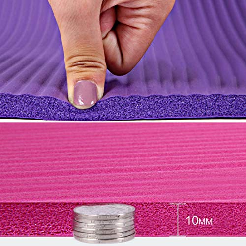 Esterilla Yoga Alfombrilla de Yoga fitness10MM Grueso 183*61cm Esterilla de Fitness Ecológica Colchoneta de Yoga Fitness Gimnasio Cámping Antideslizant con bolsillo cómoda (Rosa, Grues10MM)