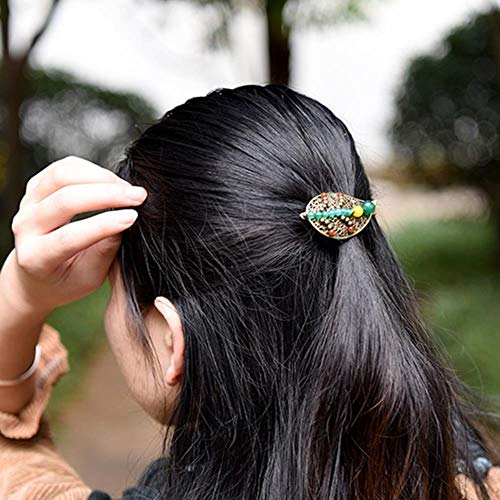 Estilo de usos múltiples propiedades de estilo chino hoja Afortunadamente artesanía étnica especiales hilado en anillos en la tienda de mano de la mujer horquilla de ágata,como se muestra