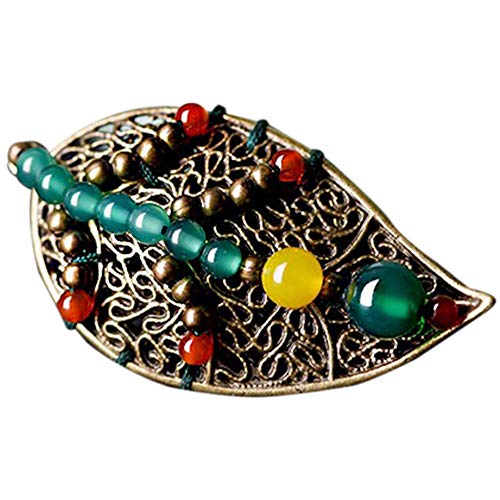 Estilo de usos múltiples propiedades de estilo chino hoja Afortunadamente artesanía étnica especiales hilado en anillos en la tienda de mano de la mujer horquilla de ágata,como se muestra