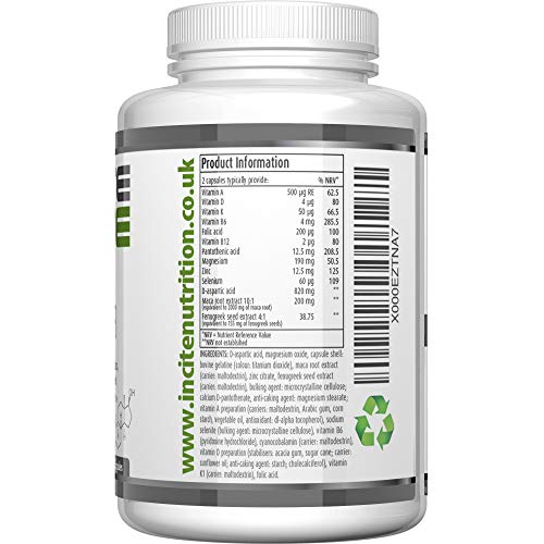 Estimulador de testosterona para los hombres - Aumenta Nivel de prueba - 100% garantía de devolución – Cápsulas potentes fabricadas en el Reino Unido - Alimente un crecimiento muscular extremo, aumente su fuerza y rendimiento con ingredientes naturales de