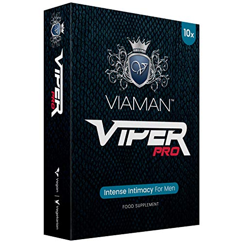Estimulante Masculino Viaman Viper Pro 10 Cápsulas - Potenciador Masculino Super Fuerte con Vitamina B, Aumento del Rendimiento, Testosterona Pura Para Hombres, Suplemento Vitamínico Natural Vegano