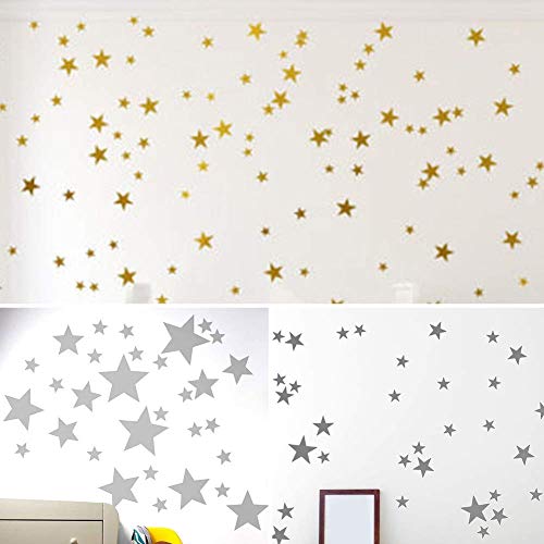 Estrellas Pared Etiqueta, 55pcs/Set Ventana de Vidrio Twinkle Star Sticker, Vinilo Metálico PVC Art Star Patrón de Calcomanías, para Bebés Niños Dormitorio Decoración de la Guardería